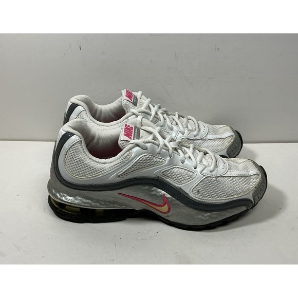Nike Reax Run 5 Women's Sz 8.5 White Metallic Silver Pink Running Sneakers Shoes - Picture 3 of 8